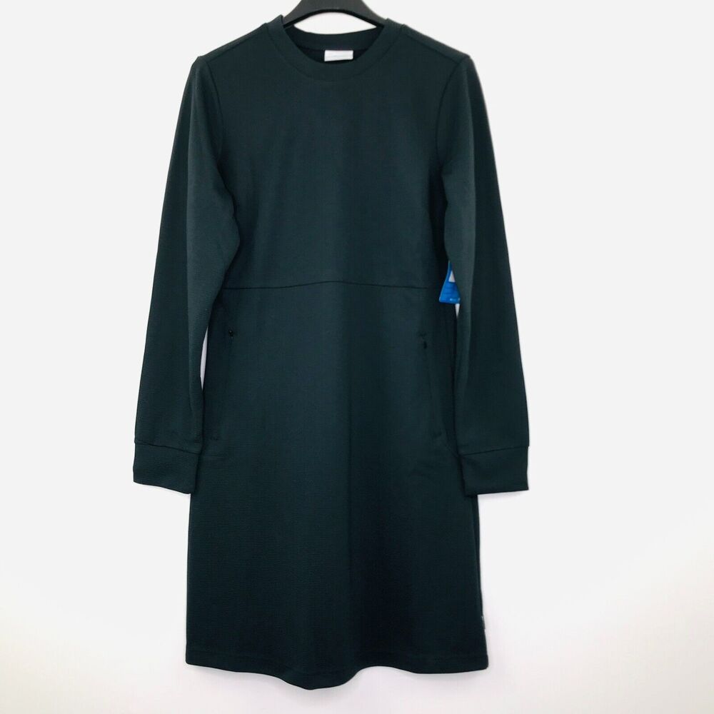 Columbia Women's Medium Dress Black Firwood Ottoman Long Sleeve A-Line NWT AX30 - Picture 1 of 5